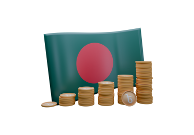 Taka adlı Bangladeş bayrağı ve para biriminin 3D çizimi