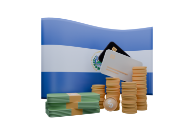 El Salvador bayrağı ve para biriminin 3D çizimi