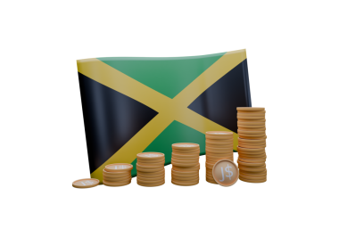 Jamaika bayrağı ve para biriminin 3D çizimi Dollar