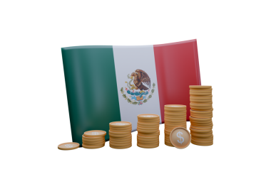 3 boyutlu resimleme Meksika bayrağı ve para birimi Peso