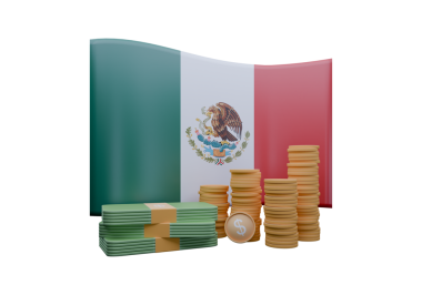 3 boyutlu resimleme Meksika bayrağı ve para birimi Peso