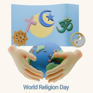 Bewitching 3D renders of World Religion Day Written in Palau Language