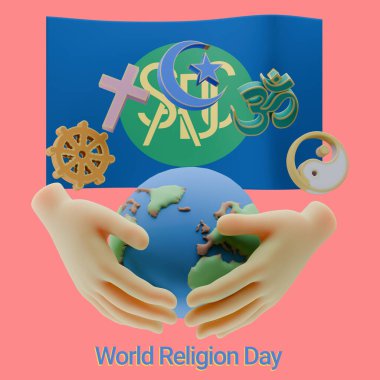 Untarnished 3D renders of World Religion Day with Southern African Development Community Flag clipart