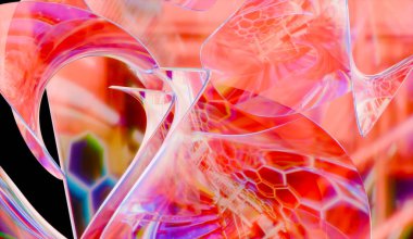 Soyut yanardöner cam arkaplanının 3D yumuşak savaşla oluşturulmuş 3D canlandırması