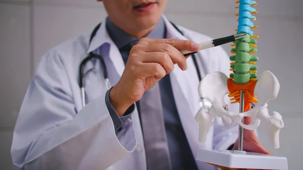 男性医師がビデオコールカンファレンスで人体の生理学を説明 ロイヤリティフリーのストック写真