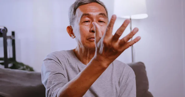 Asian Man Has Tingling Numbness His Hand Which Causes Beriberi — Stock Photo, Image