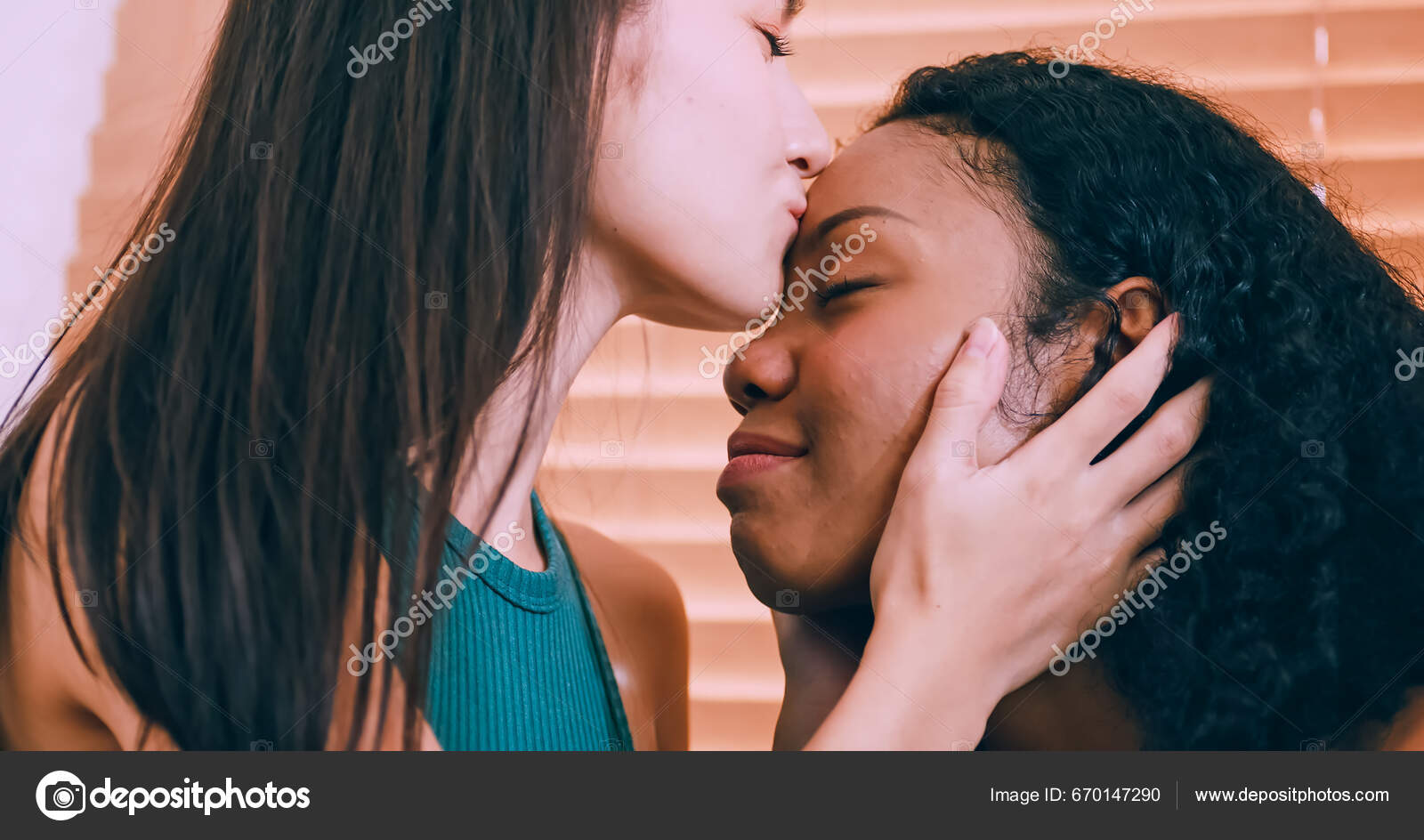 Young Woman Her Girlfriend Spending Time Together Home Lesbian Couple Stock Photo by ©ronnarong 670147290
