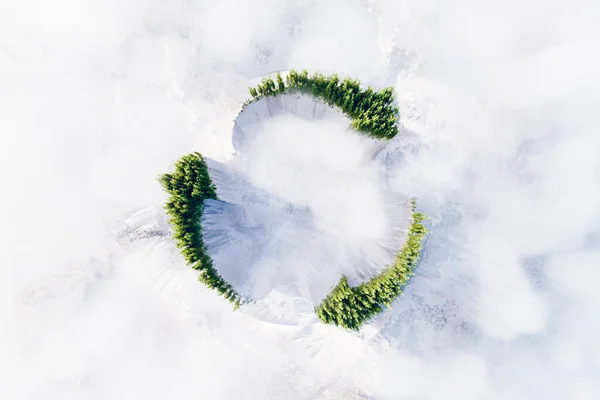 Досліджуйте Систему Переробки Природи Гірський Масив Прихований Білих Хмарах Стріли — стокове фото