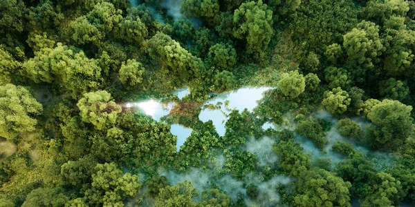 Darstellung Eines Unberührten Naturparadieses Ein Kontinentaler See Symbolisiert Ökologisches Reisen lizenzfreie Stockbilder