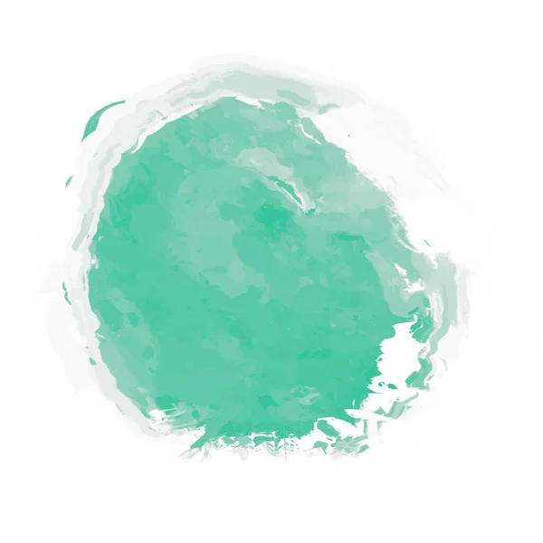 Akvarell Handritad Illustration Cirkel Grön Pensel Stroke Vit Bakgrund — Stockfoto