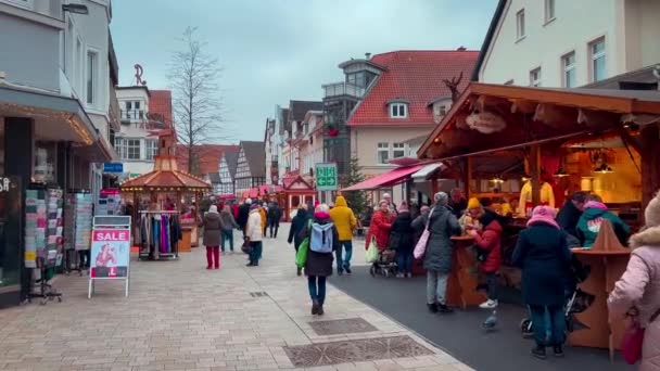 Weihnachtsmarkt Bad Salzuflen Nordrhein Westfalen Dezember 2022 Hochwertiges Filmmaterial — Stockvideo