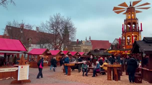 Weihnachtsmarkt Bad Salzuflen Nordrhein Westfalen Dezember 2022 Hochwertiges Filmmaterial — Stockvideo