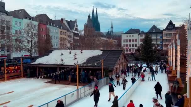 Weihnachtsmarkt Der Nähe Der Domkirche Peter Katholischer Dom Köln Deutschland — Stockvideo