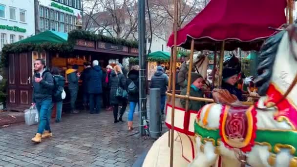 Weihnachtsmarkt Der Nähe Der Domkirche Peter Katholischer Dom Köln Deutschland — Stockvideo
