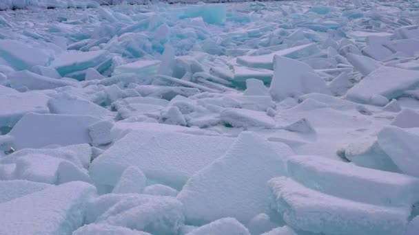 Lago Baikal Invierno Vista Aérea Del Dron Isla Congelada Olkhon — Vídeos de Stock