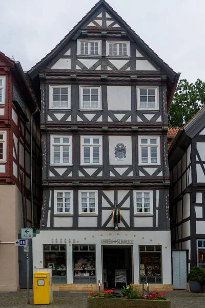 Arquitectura Tradicional Alemana Fachwerk Casas Madera Centro Histórico Melsungen Hesse Imagen de stock