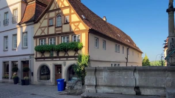 Német Hagyományos Építészet Félgerendás Házak Történelmi Központjában Rothenburg Der Tauber — Stock videók