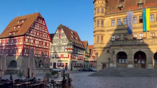 Arquitetura Tradicional Alemã Casas Meia Madeira Centro Histórico Rothenburg Der — Vídeo de Stock