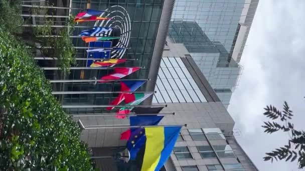 Drapeaux Etat Contexte Des Etats Membres Union Européenne Parlement Européen — Video
