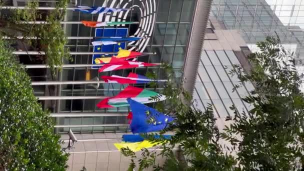 Drapeaux Etat Contexte Des Etats Membres Union Européenne Parlement Européen — Video