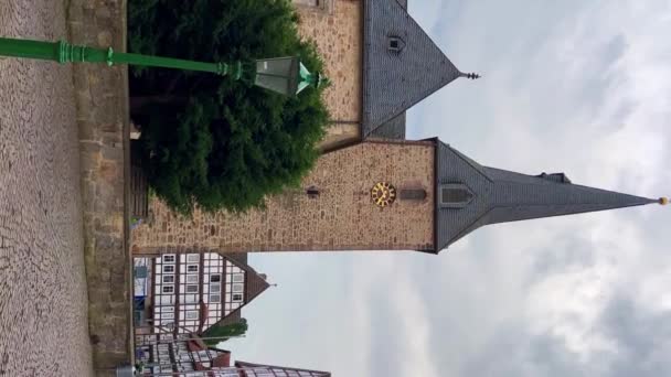 Német Hagyományos Építészet Fachwerk Faházak Történelmi Központjában Melsungen Hesse Németország — Stock videók