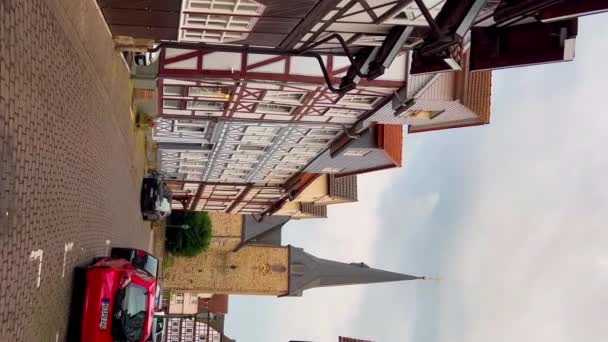 Німецька Традиційна Архітектура Дерев Яні Будинки Історичному Центрі Melsungen Гессен — стокове відео