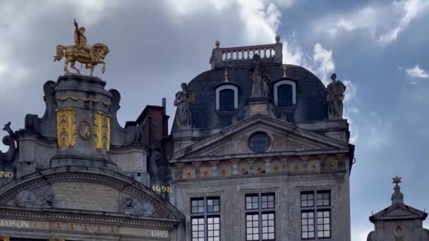 Средневековая Архитектура Брюссельской Площади Брюссельская Столица Бельгия Европа Августа 2023 — стоковое видео