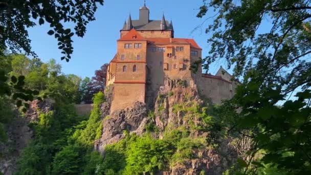 Castillo Medieval Fortaleza Caballero Kriebstein Sajonia Alemania Imágenes Alta Calidad — Vídeos de Stock