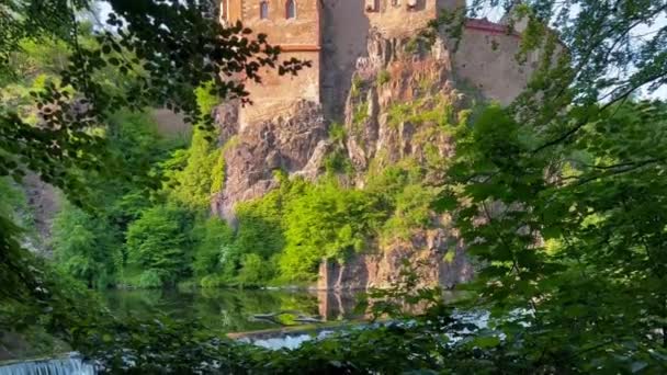 Ortaçağ Kalesi Şövalyesi Kriebstein Saksonya Almanya Yüksek Kalite Görüntü — Stok video