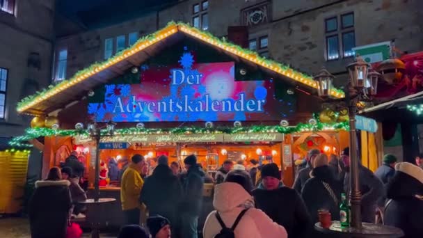 Decorata Capodanno Mercatino Natale Osnabruck Renania Settentrionale Vestfalia Germania Dicembre — Video Stock