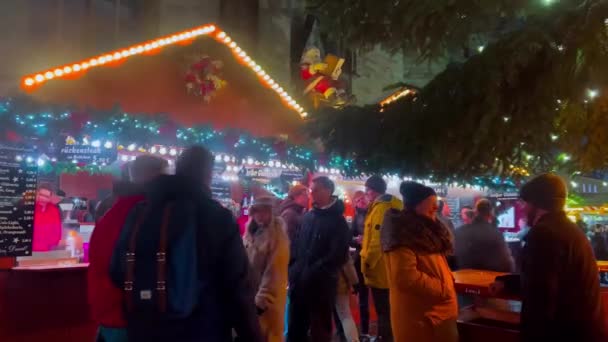 Straße Geschmückt Für Silvester Und Weihnachtsmarkt Osnabrück Nordrhein Westfalen Deutschland — Stockvideo