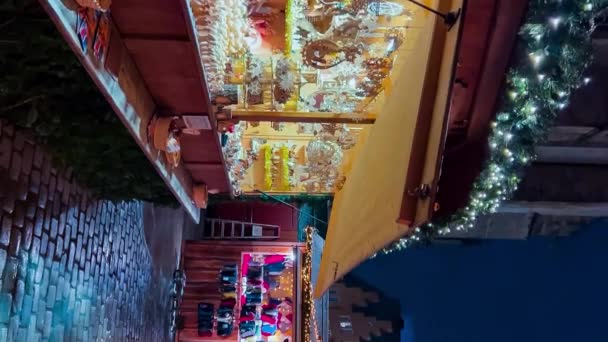 Οδός Διακοσμημένα Για Νέο Έτος Και Χριστούγεννα Αγοράς Osnabruck Βόρεια — Αρχείο Βίντεο