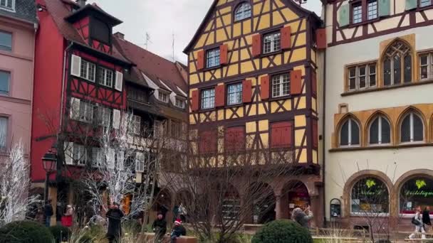 Crăciun Anul Nou Cartierul Istoric Petite Veneția Colmar Alsace Franța — Videoclip de stoc