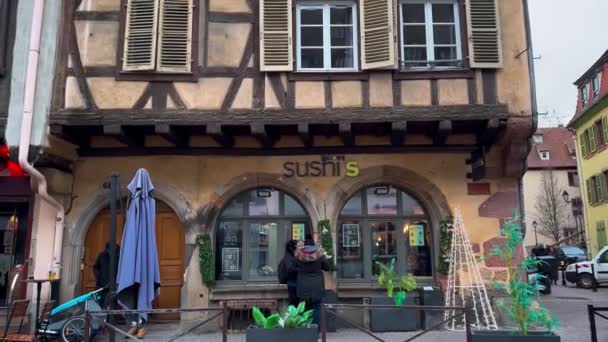 역사적인 중심지 지역의 크리스마스와 Petite Venice Colmar Alsace France 2021년 — 비디오