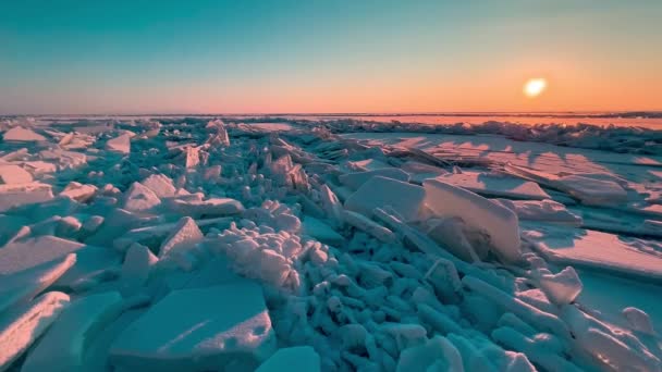 Lago Inverno Congelado Baikal Sibéria Rússia Blocos Gelo Hummocks Neve — Vídeo de Stock