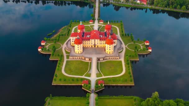 Vista Aérea Del Castillo Agua Medieval Moritzburg Sajonia Anhalt Alemania — Vídeos de Stock