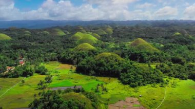 Hava aracı görüntüsü Chocolate Hills ve Rice Terraces Bohol Adası, Filipinler. Yüksek kalite 4k görüntü