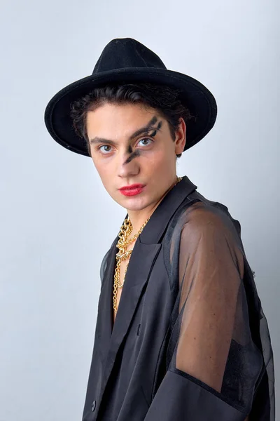 Πορτρέτο Του Συναισθηματικού Φύλου 20S Τρανσέξουαλ Γκέι Άντρας Που Φοράει — Φωτογραφία Αρχείου