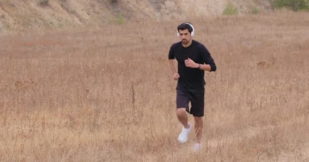 Gewichtsverlust Entwickeln Sie Muskeln Psychische Gesundheit Jogging Routine Junger Mann — Stockvideo