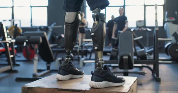 Zpět Vzácný Pohled Protetickou Nohu Fit Boxu Nemožné Možné Být — Stock video