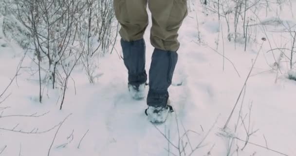 Közelkép Kivágott Kilátás Ember Sétál Lábak Pályán Sétáló Cipőkben Lassú — Stock videók