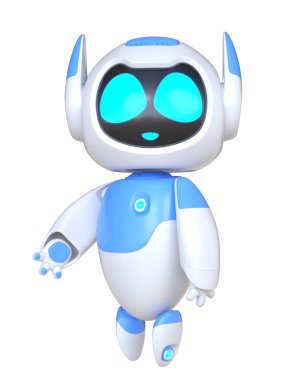 Destek konsepti için Chatbot karakteri. 3B illüstrasyon