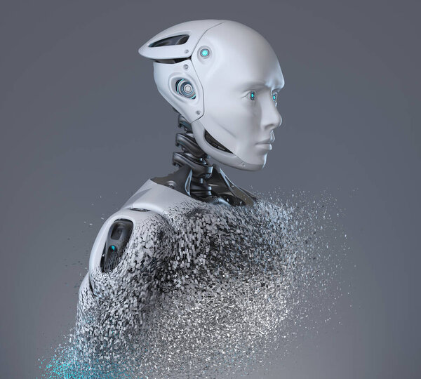 Портрет робота Андроида. 3D иллюстрация