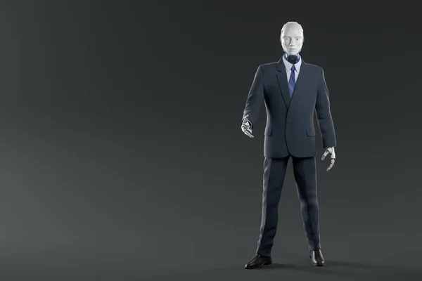 Robot in suit giving his hand. 3D illustration