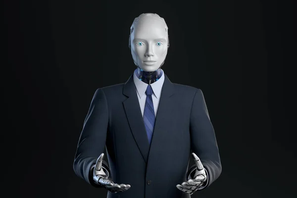 Robot Suit Showing His Empty Hands Illustration — Stock Photo, Image
