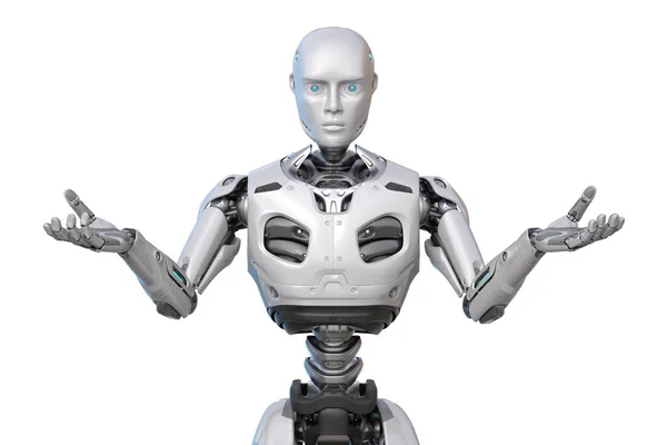 Humano Como Robot Extendiendo Sus Brazos Aislado Ilustración — Foto de Stock