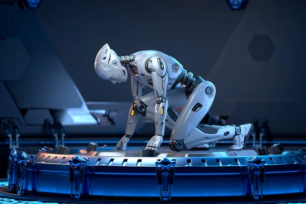 Robô Posição Inicial Interior Sci Ilustração — Fotografia de Stock