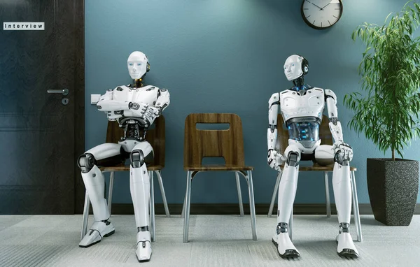 Robot Sedí Čeká Pracovní Pohovor Ilustrace — Stock fotografie