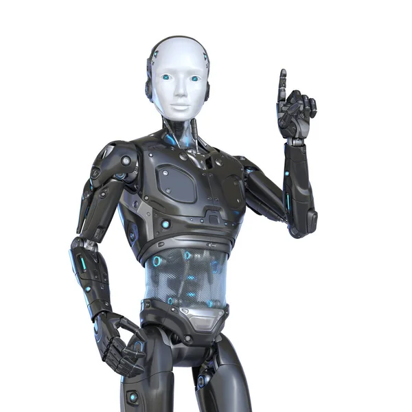 Mänsklig Som Robot Vit Bakgrund Illustration Stockbild