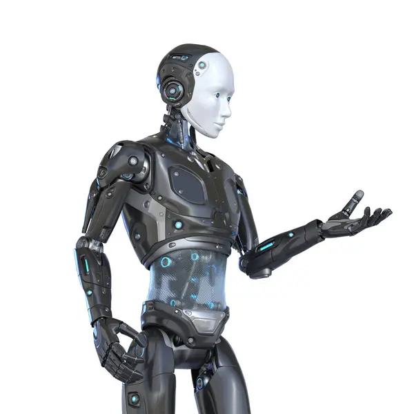 Lidský Robot Bílém Pozadí Ilustrace Stock Snímky